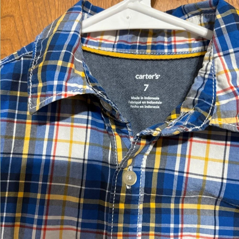 Carter's Blue and Yellow Plaid Button Down Shirt